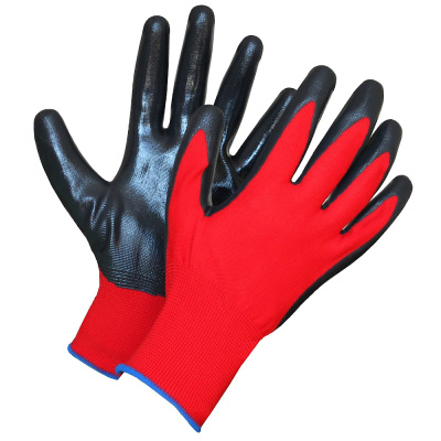 Перчатки нейлоновые с нитрильно-латексным покрытием арт 413