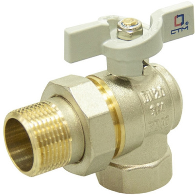 Кран шар. 3/4" американка угловой бабочка, CTM СТАНДАРТ CWALM034
