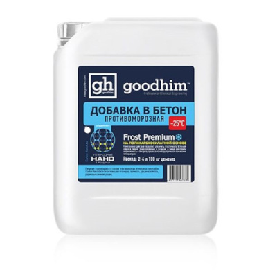 Добавка комплексная противоморозная с пластификатором до -25 Frost Premium, 10 л Добавка комплексная противоморозная с пластификатором до -25 Frost Premium, 10 л
