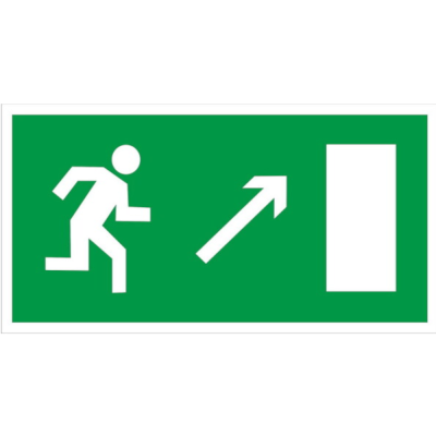 Знак "Направление к эвакуационному выходу направо вверх" E05