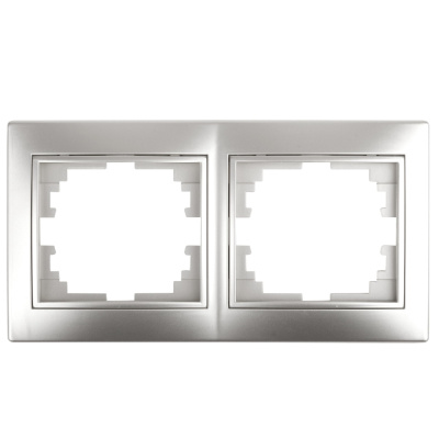 Рамка на 2 поста гор., СУ, алюминий Intro Plano 1-502-03 