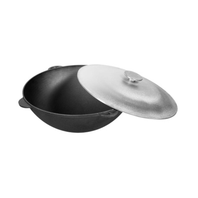 Казан ЧУГУННЫЙ с крышкой 12 л в чехле домашний (дачный), азиатская чаша /1