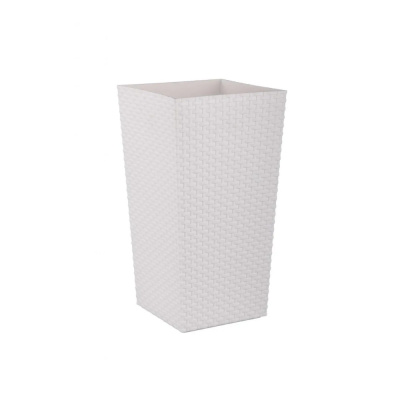 Кашпо напольное "Ротанг"  (среднее) (белый) 270х270х510мм