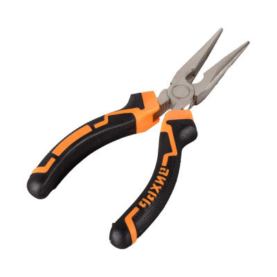 Длинногубцы прямые, 160 мм, никелированные, двухкомпонентные рукоятки Вихрь 73/6/3/10