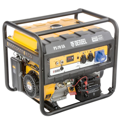 Генератор бензиновый PS 70 EA, 7,0 кВт, 230В, 25л, коннектор автоматики, электростартер// Denzel