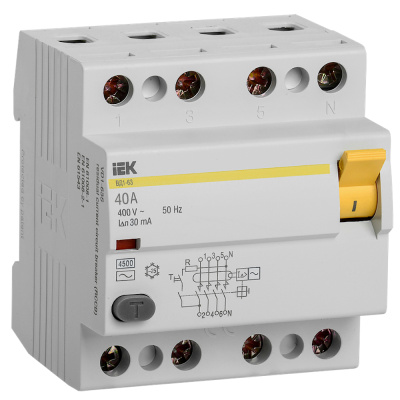 Выключатель дифференциального тока (УЗО) 4п 40A 30мA ВД1-63 АС(Электромеханическое) MDV10-4-040-030 