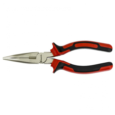 Длинногубцы NICKEL, 180 мм, изогнутые никелированные, двухкомпонентные рукоятки// Matrix