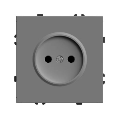 Розетка 1-местная с защитной шторкой б/з (механизм), STEKKER Эмили, платиново-серый, 1/12/120