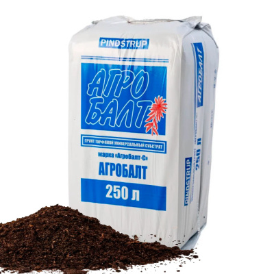Субстрат на основе верхового торфа 250л (синий) ( рН=5,0-6,2 ) фр. 0-20мм 1/15 Агробалт-С