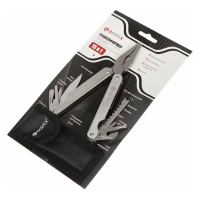 Мультитул-трансформер 15 функций, с чехлом, 156мм, Bartex
