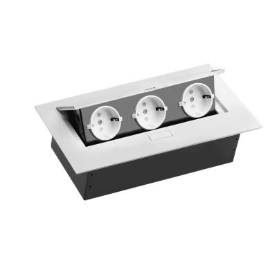 Встраиваемая розетка AEPB03GS-10 (горизонтальная,белая, на 3 розетки)