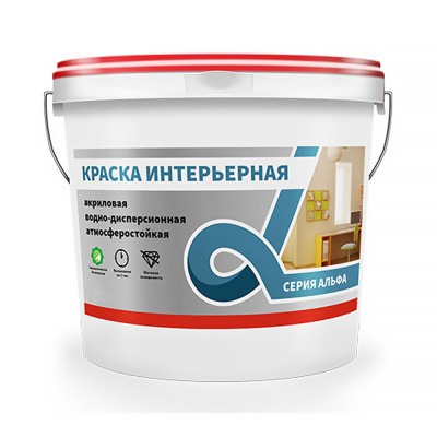 Краска интерьерная водно-дисперсионная Alfavit серия Альфа, супербелая, 6,5 кг