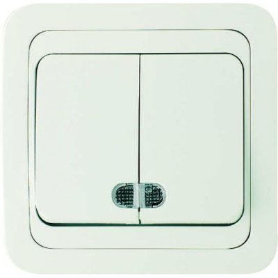 Выключатель 2-кл. СП Mimoza 10А IP20 с подсветкой бел./бел. Makel 12023 