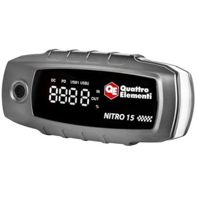 Устройство пусковое QUATTRO ELEMENTI Nitro 15 (12В, 15000 мАч, 1200 А, Type-C, USB-A, дисплей, фонар