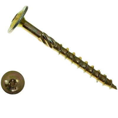 Шуруп конструкционный для дерева c прессшайбой 10,0х140 желт.