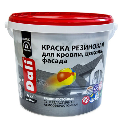 КРАСКА РЕЗИНОВАЯ "DALI" ЧЕРНАЯ 6 КГ (1) "РОГНЕДА"