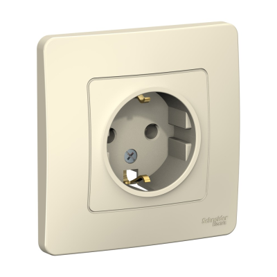 Розетка скрытой установки с заземлением без шторок, 16А, 250В, молочный BLANCA