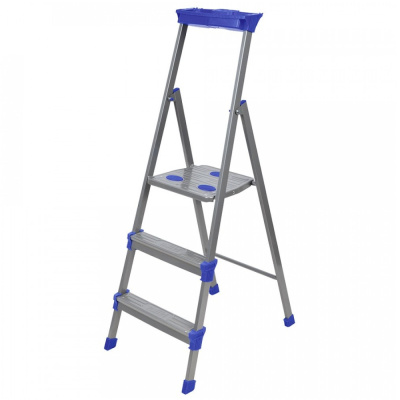 Стремянка 3 ступени сталь,h1=62,5см/h2раб.=282,5см, раб.нагрузка до 150кг, шир.ступ.=6,5см, СМ3 Nika