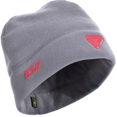 Шапка мужская зимняя (HSN) флис серый (красный логотип) (58