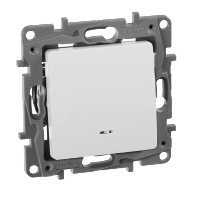 Переключатель одноклавишный с подсветкой белый автоматические зажимы 10AX