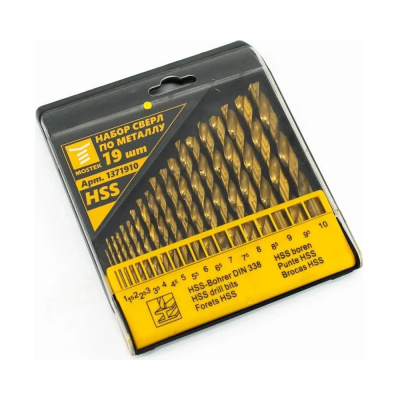Набор сверл MosTek по металлу 1-10 мм (19 шт) 