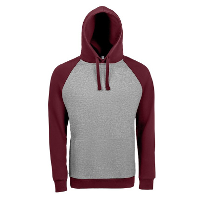Толстовка унисекс Seattle, серый меланж с бордовым (XXL)