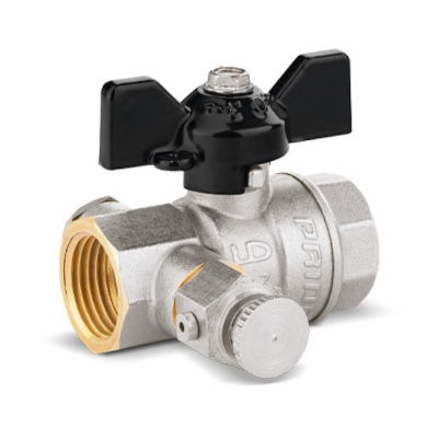 Кран шар. с дренажем и воздухоотводчиком трехходовой 1/2 г/г бабочка Ду15 Ру40 LD Pride