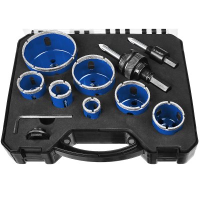 Набор алмазных коронок ЗУБР Профессионал 7 шт.: диам. 20, 25, 32, 35, 40, 50, 68, 60-100Р 29870-H7_z