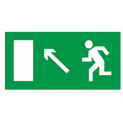 Е 06 Знак на пленке "Направление к эвакуационному выходу налево вверх"
