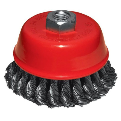 Корщетка-чашка двухрядная 125 мм, витая, с наклоном, гайка М14