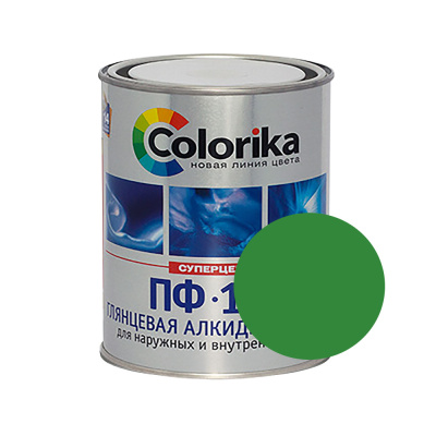 Эмаль ПФ-115 "Colorika" ярко-зеленая 0,8 кг