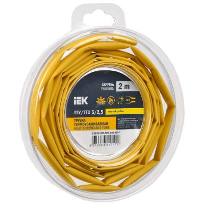 Трубка термоусадочная ТТУ нг-LS 5/2,5 желтая (2м/упак) IEK