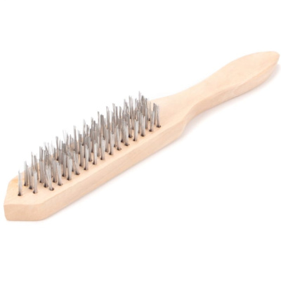 Щетка 4-х рядная оцинкованная стальная щетина, деревянная рукоятка, Sturm!