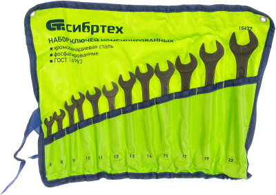 Набор ключей комб., 6-22мм, 12шт., CrV, фосфатир., СИБРТЕХ