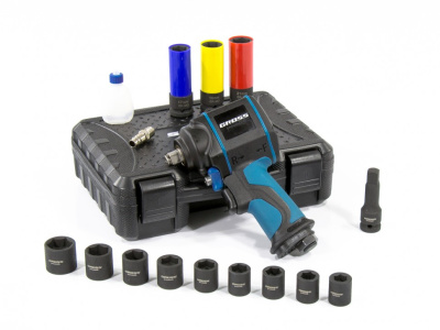 Пневматический гайковерт ударный G985К2, 1/2",6 10Нм 9000 об/мин, с набором 17 предметов//GROSS