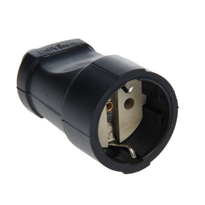 Штепсельное гнездо "UNIVersal" с/з черное 16А 250В (еврослот) (HQ1202)/(МТС-АТ1520)
