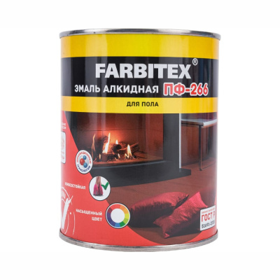 Эмаль алкидная ПФ-266 для пола FARBITEX Красно-коричневый (1,8 кг) 