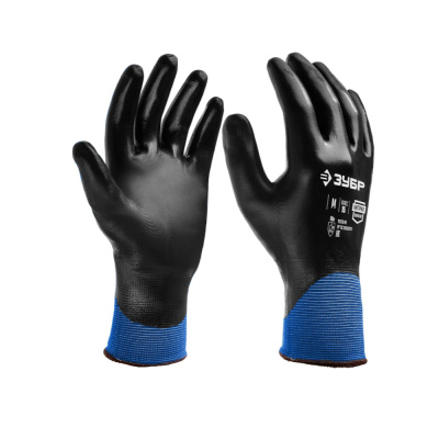 Перчатки маслобензостойкие тонкие ЗУБР МЕХАНИК+  размер L, полный облив 