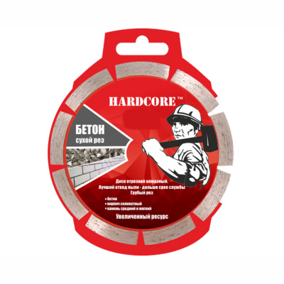 Диск алмазный сухой рез 230х22,23мм сегмент 10мм "Hardcore" Бетон 180230