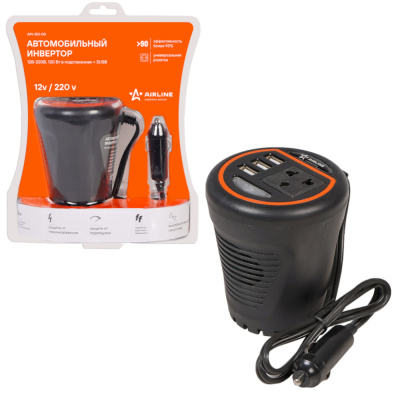 Инвертор 12В-220В, 120 Вт в подстаканник + 3USB (API-120-00) Инвертор 12В-220В, 120 Вт в подстаканник + 3USB (API-120-00)