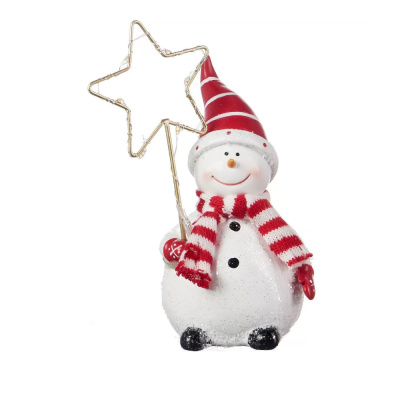 Изделие новогоднее декоративное Снеговик с LED подсветкой, 15,5 см