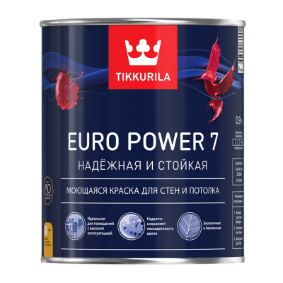 КРАСКА "EURO POWER-7"  2,7 Л (1) МОЮЩАЯСЯ ДЛЯ СТЕН И ПОТОЛКОВ "ТИККУРИЛА"