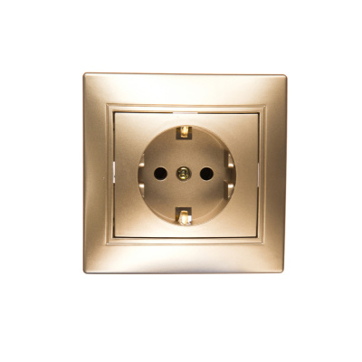 Розетка 2P+E Schuko, 16А-250В, IP20, СУ, шампань Intro Plano 1-202-04 