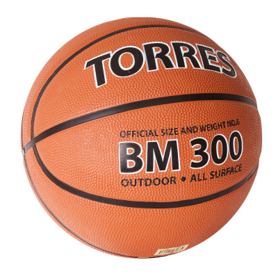 Мяч баск. "TORRES BM300" арт.B02016, р.6, резина, нейлон. корд, бут. камера, темнооранж-черн