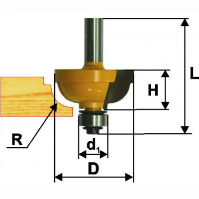 Фреза кром калевочная ф28,6х14мм R4,8мм хв 8мм