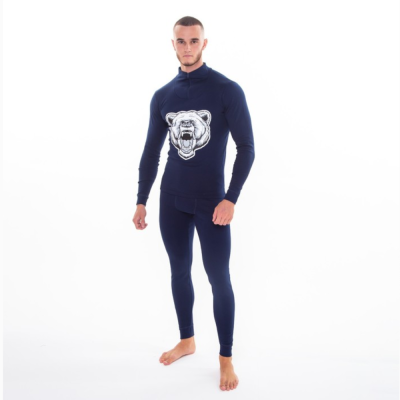 Термобельё мужское 470 цв3 (фуфайка, кальсоны) принт медведь, цвет т.синий, р-р 56 7894729