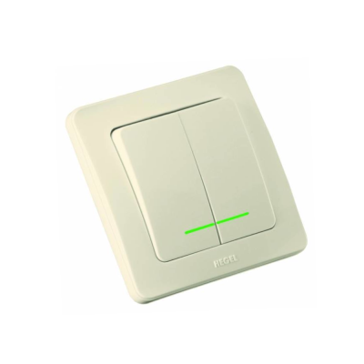 Выключатель двухклав. скрытый с индексацией слоновая кость 10А (HEGEL)