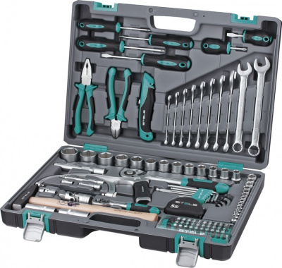 Набор инструментов 1/2", 1/4", CrV, пластиковый кейс 98 предм.// Stels