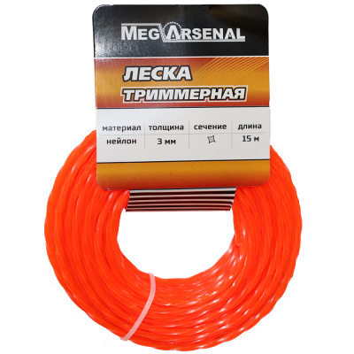 Леска триммерная MegArsenal d3.0 скрученный квадрат L15