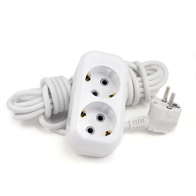 Удлинитель сетевой LUX У2-Е-07 2-местный с з/к, 250В 16А, 7м